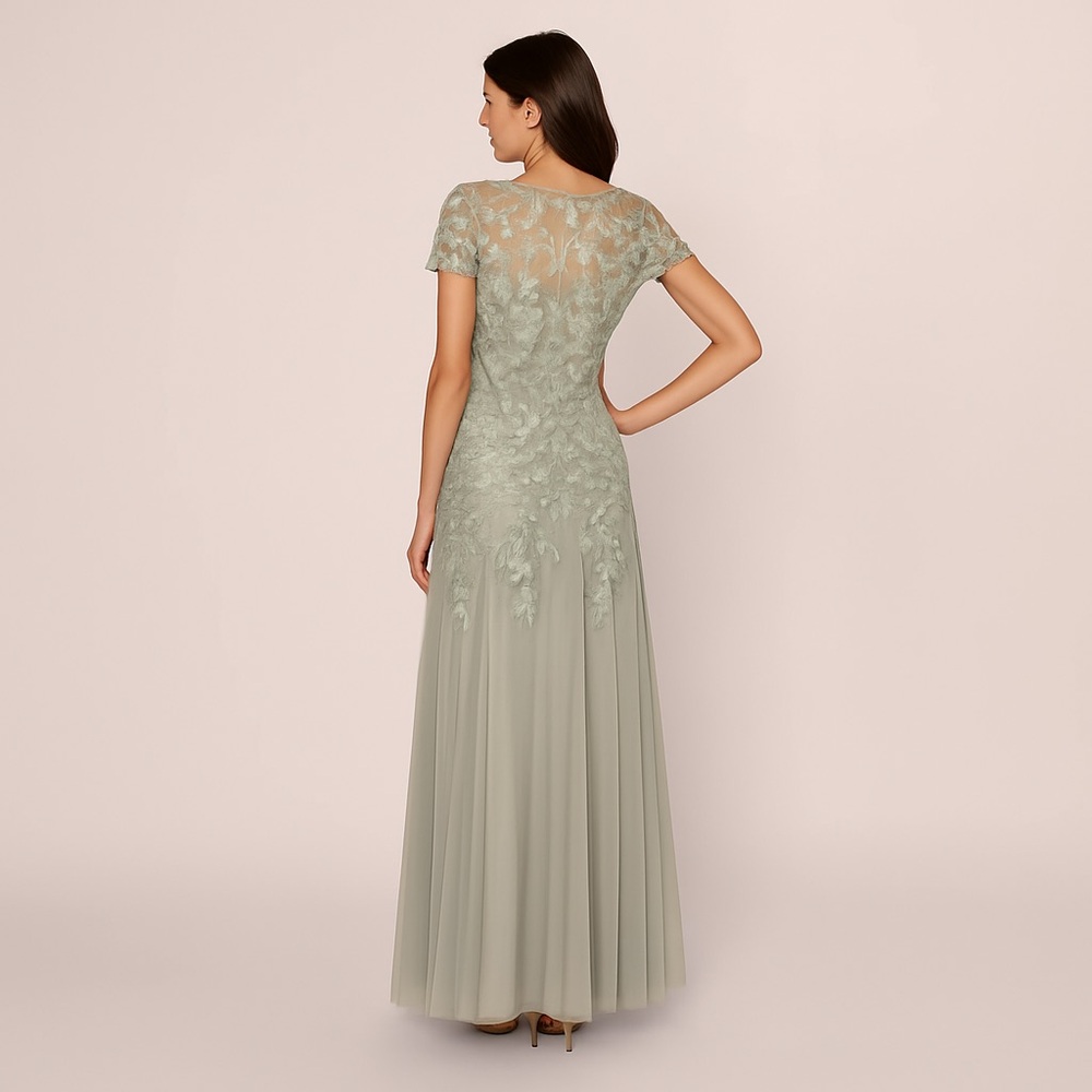 Adrianna Papell Light Sage Green Embellished Maxi Dress - Picture 2 of 8